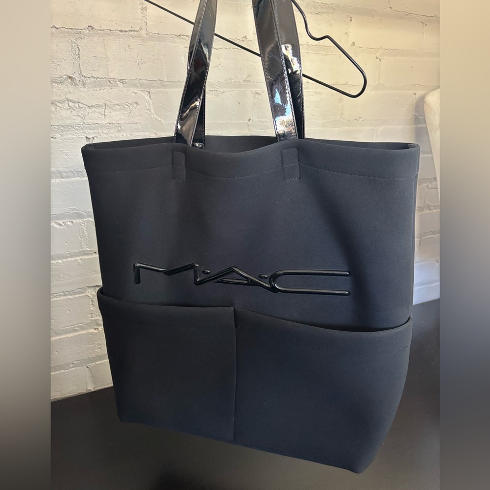 MAC Cosmetics Black Tote Bag with Patent Black Handles